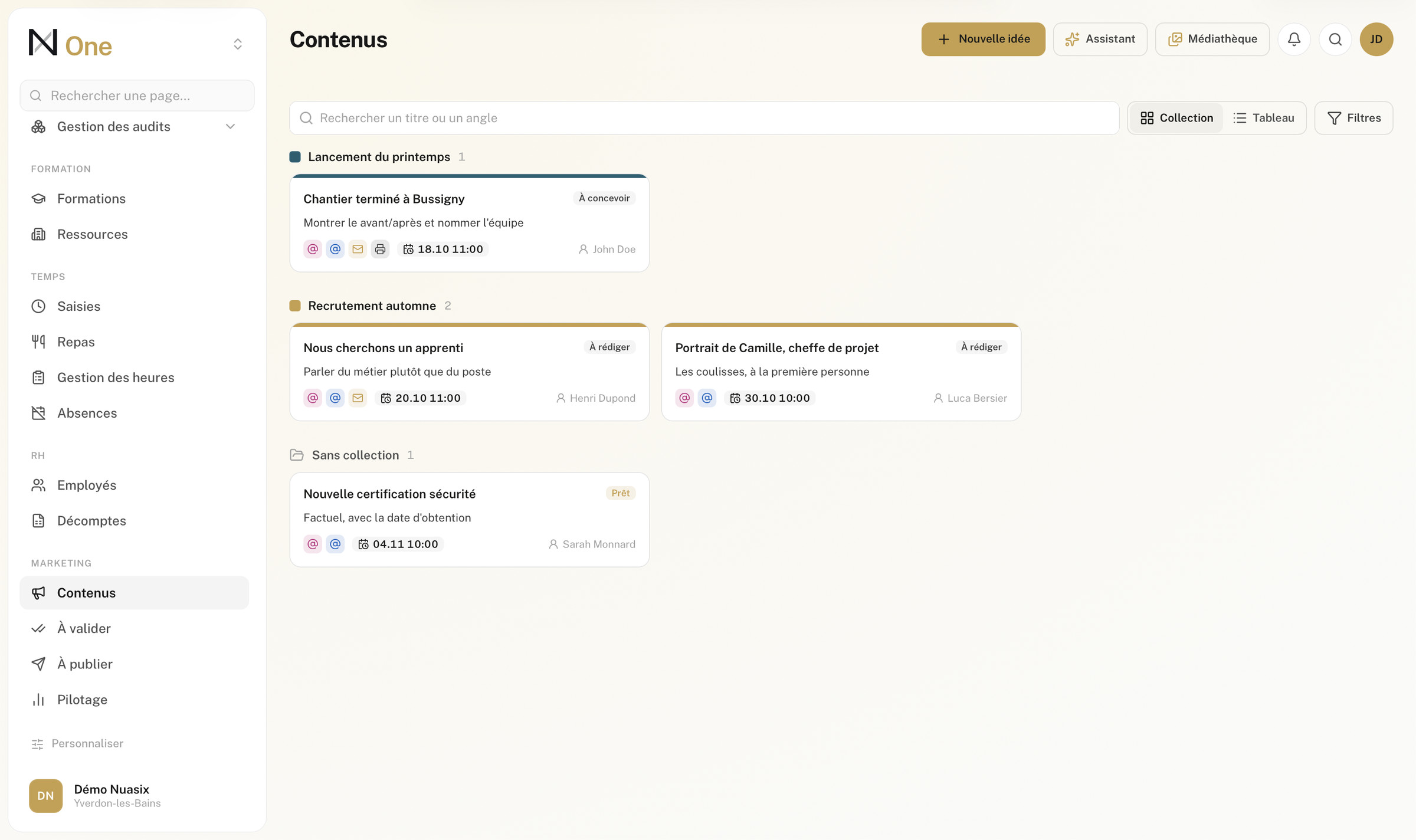 Les contenus marketing rangés par série