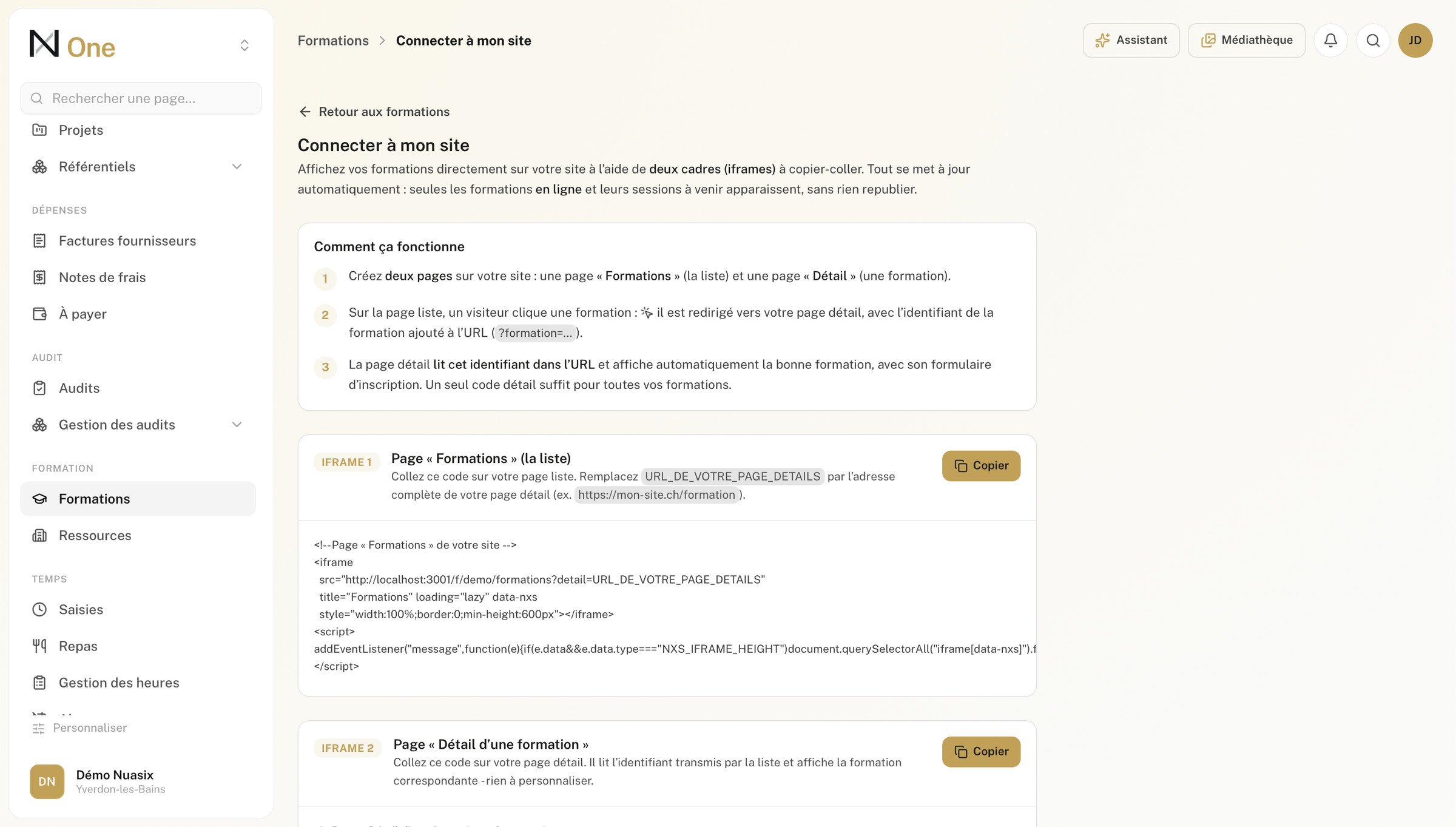Les deux balises à coller dans les pages de son site